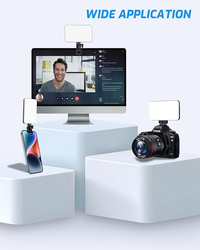 5000 mAh Portable Selfie Light for iPhone: Rechargeable Phone Fill Lights, Ring Light for Camera Picture, Makeup Photo, Video Conferences, Laptop Use, Zoom Meetings, TikTok, Vlog Photography