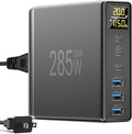 YSYFAD 6 Port USB C Charging Station with Digital LCD Display - GaN Fast 100W USB C Charger for MacBook Laptops, iPad, iPhone, Samsung - Black