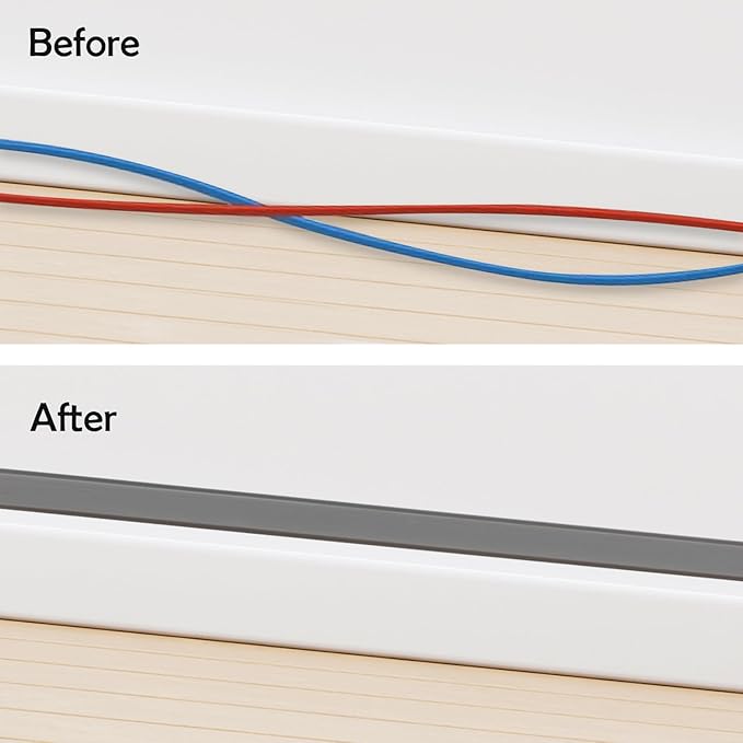 Rubber Bond TV Cord Hider Cable Protector - Strong Self Adhesive Wall Cord Cover Cable Hider - Low Profile Cable Management Wall Cord Concealer Cable Raceway (Grey, 10 Feet)