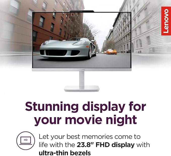 Lenovo IdeaCentre 24" FHD All-in-One Desktop Computer with Lifetime Office 365 for The Web • 32GB RAM • 1TB Storage • Intel Core • Wired Keyboard and Mouse • Windows 11