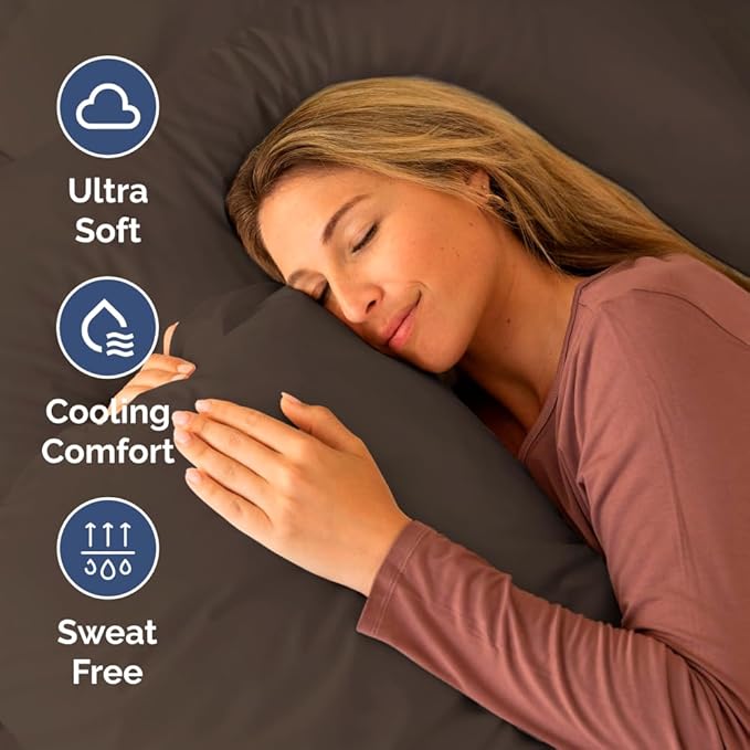 RV Short Queen Sheet Set 60 X 75 - 4 Piece RV Short Queen Bed Sheets - Soft, Breathable and Cooling - Designed for Bunks, Trailers & Campers - Fits 8” to 12" Mattress - Hotel Luxury Bedding - Brown
