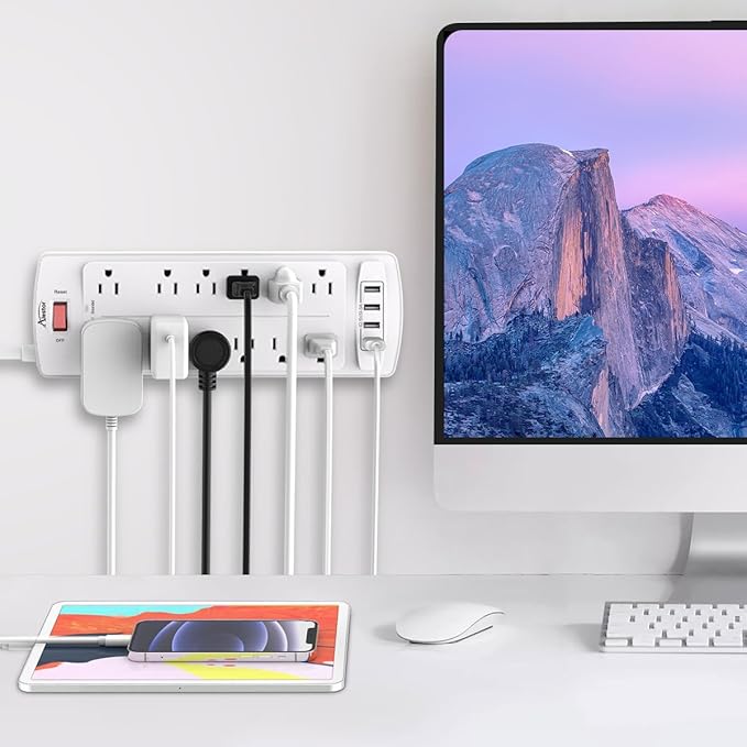 Power Strip, ALESTOR Surge Protector with 12 Outlets and 4 USB Ports, 20 Feet Extension Cord (1875W/15A), 2700 Joules, ETL Listed, White