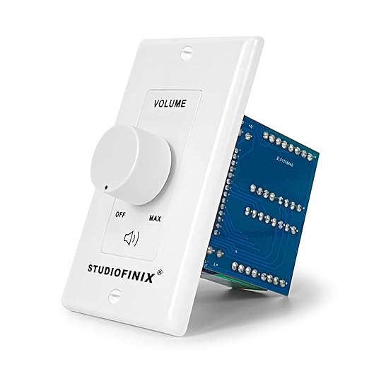 STUDIOFINIX 100W in Wall Volume Control Knob Matching Impedance - Home Audio Smart Speaker Stereo Controller Switch for Home Theater Indoor/Outdoor Remote Speakers