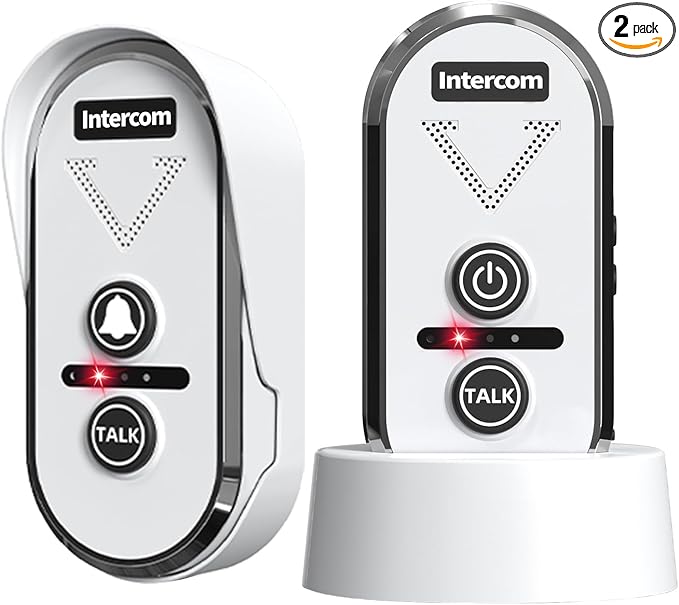 PANDAAR Doorbell Wireless for Home, Wireless Intercom System 4900ft Long Range Waterproof Doorbell Intercom with Rechargeable Battery for House Classroom Business(Black) (1 Indoor&1 Outdoor-White)