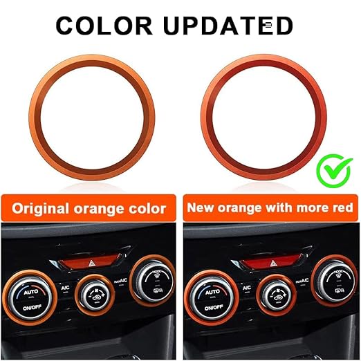 Auovo AC Climate Control Knob Outer Ring Covers Accessories for Forester 2019-2024 Crosstrek 2018-2023 Impreza 2017-2023 Interior for Car Air Condition Switch Control Trim (Red Orange)