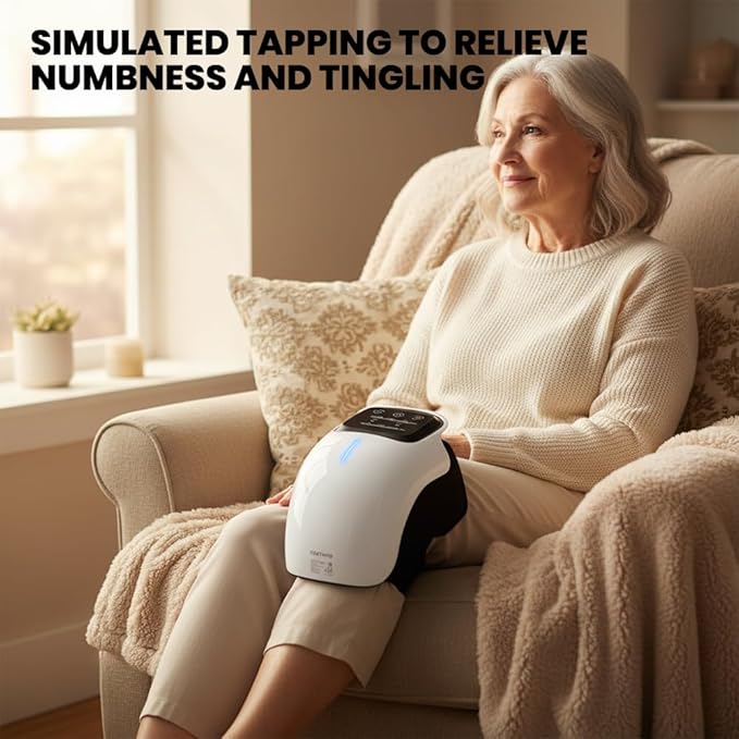 ROVIA 2026 New Portable Comfort Electric Knee Massager, 3-in-1 Rechargeable Knee Massage Machine with Heat, Red Light and Vibration, Adjustable Knee Pain Relief Wrap, Personal Care Appliances