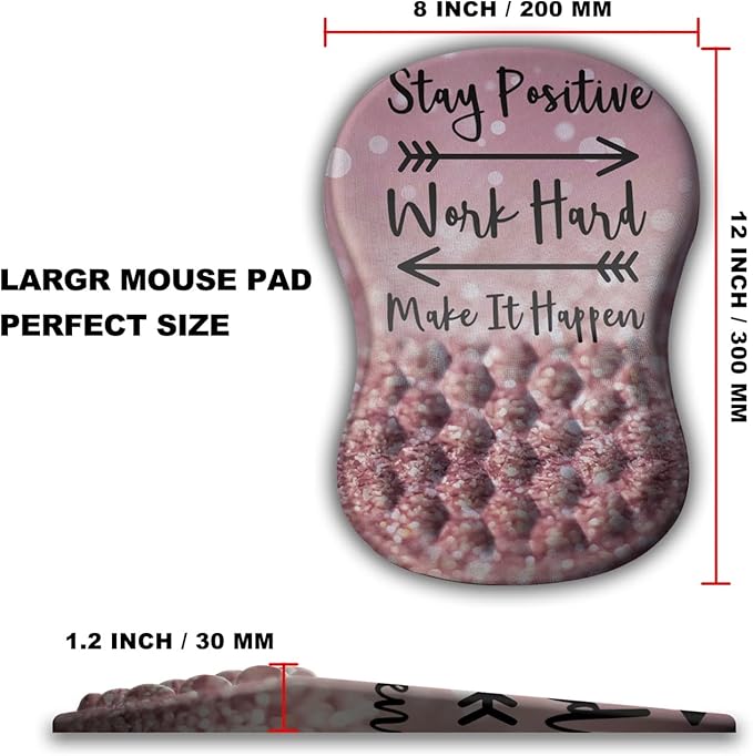 KUOSGM Mouse Pad Wrist Support, Ergonomic Mouse Pad with Massage Dot, Comfortable Computer Mouse Pad for Laptop, Wrist Rest Pain Relief Mousepad with Non-Slip PU Base for Office & Home, 12 x 8 in