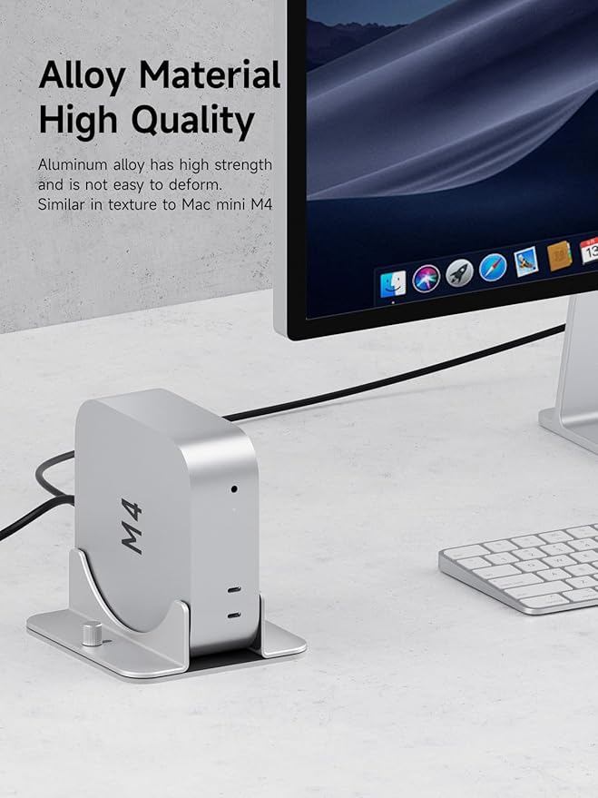 Hagibis Vertical Stand for Mac mini M4, Aluminum Alloy Laptop Stand Anti-Slip Computer Holder Desktop Stand Compatible with M4 Chip Mac mini Pro