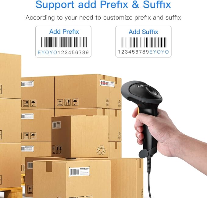 Eyoyo EYH2 Handheld USB 2D Barcode Scanner, Wired Automatic QR Code Scanner PDF417 Data Matrix Bar Code Reader with Long USB Cable for POS Mobile Payment, Convenience Store, Supermarket, Warehouse