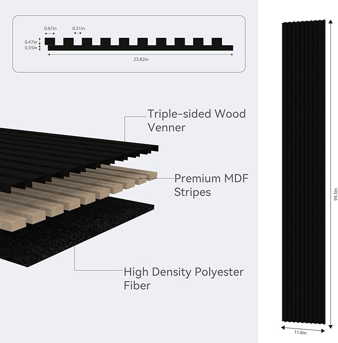 Premium Acoustic Wood Slat Wall Panels – Noise-Reducing Sound Absorption Panels for Home Theater, Studio & Office | Modern Decorative Slat Walling for Echo Control | Eco-Friendly & Easy to Install