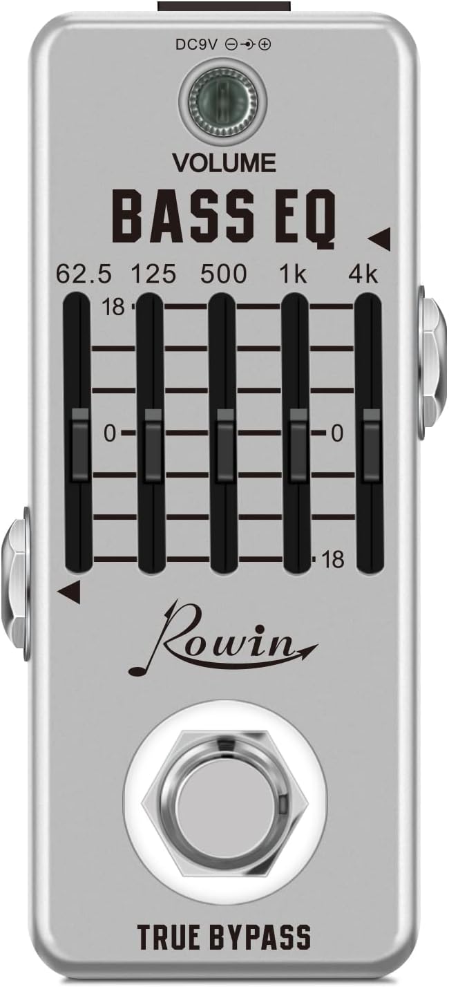 Rowin Bass Equalize Pedal 5 Band for Bass with True Bypass