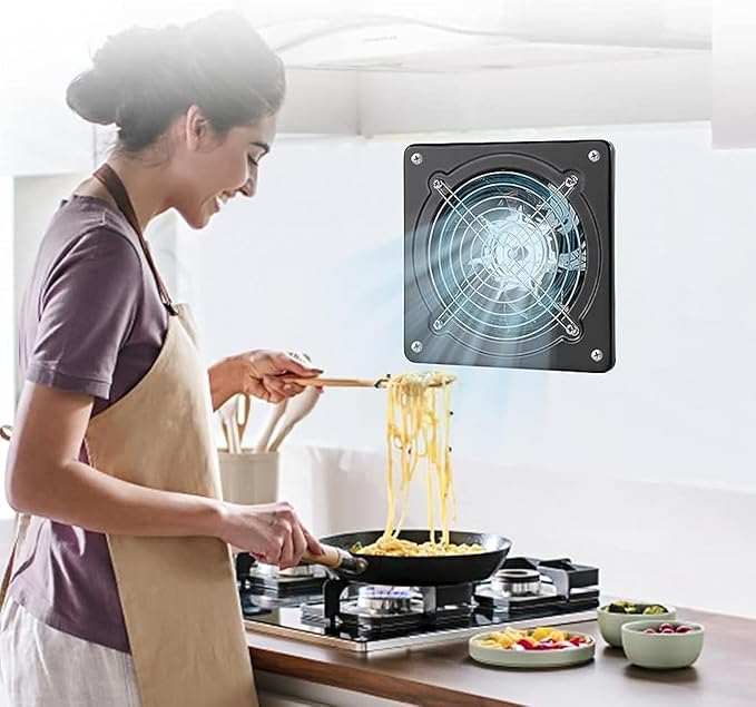 Aydomer Exhaust Fan 40W Through-wall installation Ventilation Fans 110V Exhaust Fan with Plug 6 inch Exhaust Smoke Fan with Pure Copper Motor for Kitchen Shopping Mall (Black)