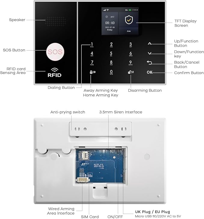 XUK Wireless 4G/GSM/Wi-Fi Security System for Home/Apartment, Smart Security Alarm with Door/Window Sensors, PIR Motion Detector, Compatible with Alexa/Google Home, Easy Installation (21pcs Set)