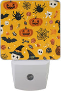 Pigsaly Led Night Light Cute Halloween Pumpkin Witch Hat Bat Skull Spider Web Candy Night Light Plug in Wall Lamp Smart Dusk to Dawn Sensor Nightlight Led Lamp Energy Saving Lights Gift for Kids Roo