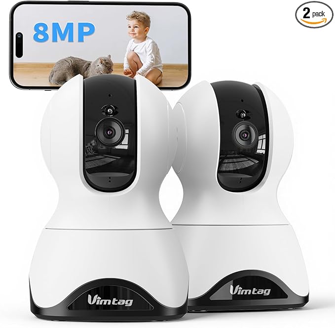 VIMTAG 4K UHD Cameras for Home Security - Indoor Pet Camera, 360° Pan/Tilt Dog Camera with Phone App for Nanny/Baby/Room, Night Vision, Free AI Detection & Motion Tracking, 5G/2.4GHz WiFi, 2-Way Audio