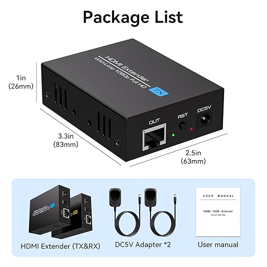 PVBCTCSID 400ft HDMI Extender Over Cat5e/6 1080P HDMI Monitor Extender Over Single Ethernet Up to 120m with Loop Output and Automatic EDID Functions