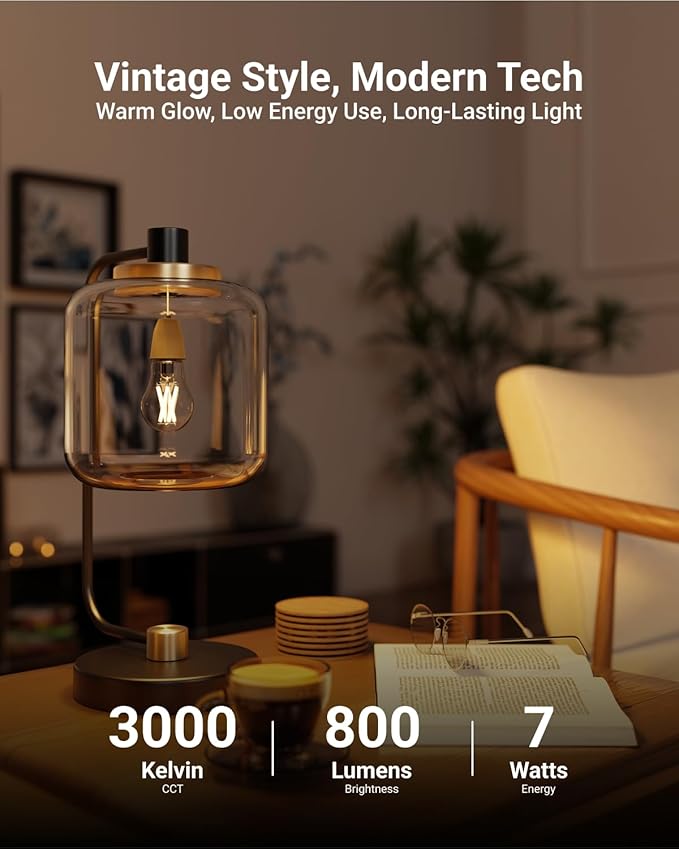 Sunco 40 Pack A15 Light Bulb LED, Edison Style Bulb, Dimmable Vintage Filament Lighting, 800 LM, 7W (60W Equivalent), 3000K Warm White, E26 Medium Base, Wet Rated UL