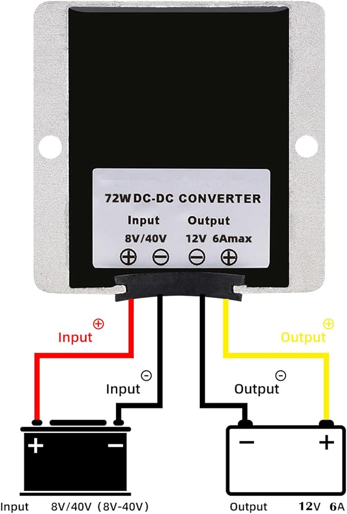 MGGi DC Converter 8V-40V to 12V 6A 72W, Step Down Step Up Converter Voltage Regulator, Power Adapter Voltage Booster, Reducer Waterproof Module Transformer for Golf Cart Club Car Truck Vehicle