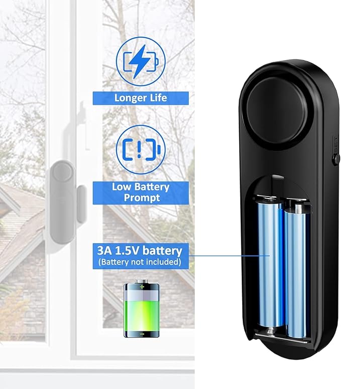 AKOYU 5-Pack Window Alarms for Home Security, 120dB Door and Window Open Sensor Chime for Kid Safety, Pool Safety, Sliding Door, DIY Protection, Easy Installation,Ideal for Home,Garage,Apartment,Black