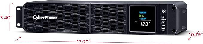 CyberPower CP2000PFCRM2U PFC Sinewave UPS Battery Backup and Surge Protector, 2000VA/1200W, 8 Outlets, AVR, Short Depth 2U Rackmount, UL Certified