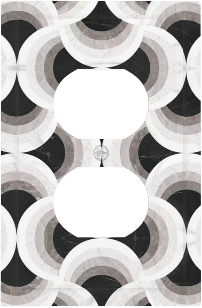 Bvtewkhz Black/White Art Marble Duplex Outlet Decorative Light Switch Covers Electrical Faceplate Switch Plates for Bathroom Kitchen Home
