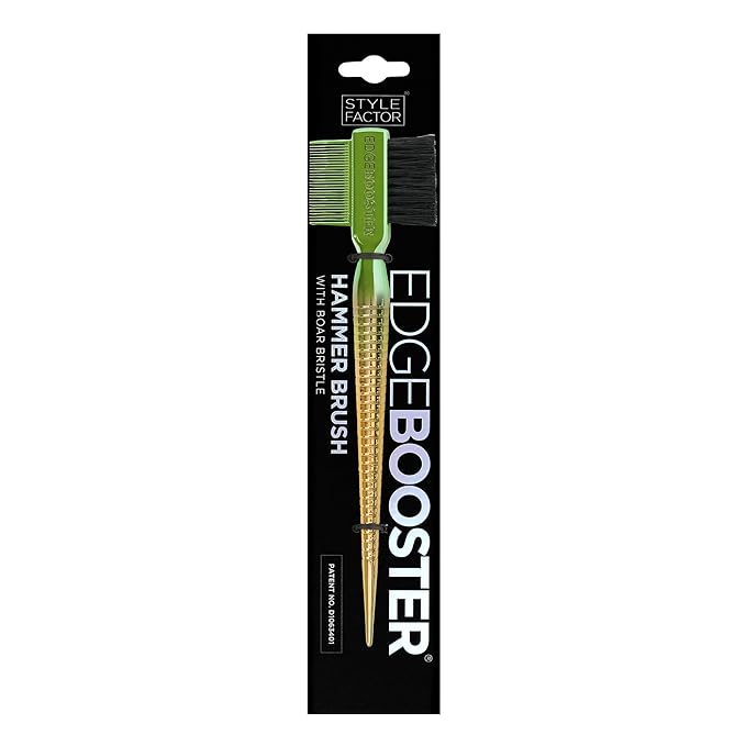 Style Factor EDGE BOOSTER® Hammer Brush Rat Tail– Double-Sided Edge Control Brush & Comb with Boar Bristles – For Edges, Slick Backs, Baby Hair Styling, and Taming Flyaways