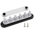 6 x M10 (3/8") Studs Power Distribution Block Bus Bar 12V, Ampper 7" HD 300A Marine BusBar Battery Distribution Block W/Cover for Car Boat Solar (Black)