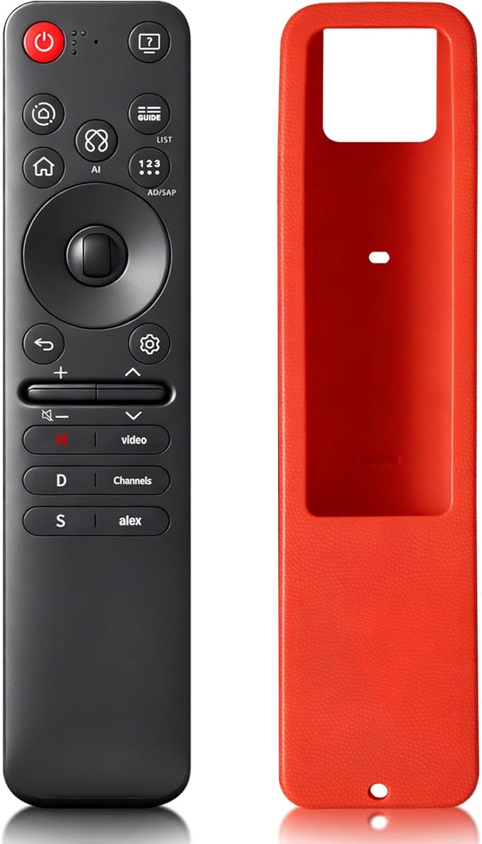 Replacement Magic Remote for LG Smart TV 2025 with Red Silicone Cover – Compatible with LG OLED G5 C5 B5, QNED 92A 85A 80A – AI Voice, Pointer, Scroll, Air Mouse – Quick Pairing & Durable Design