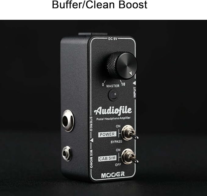 MOOER Micro Guitar Pedal Audiofile Headphone Amp Analog, Access to Effects Circuits, Buffer/Clean Boost for Electric Guitar/Bass