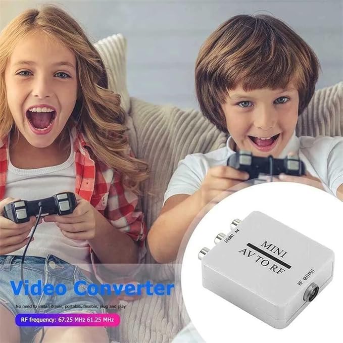 SAIZHUO Video Converter,AV to RF Mini Video Converter Box Driver-Free Adapter TV Signal Switcher 67.25Mhz 61.25Mhz,AV to RF Signal Converter Guaranteed,Stable Performance