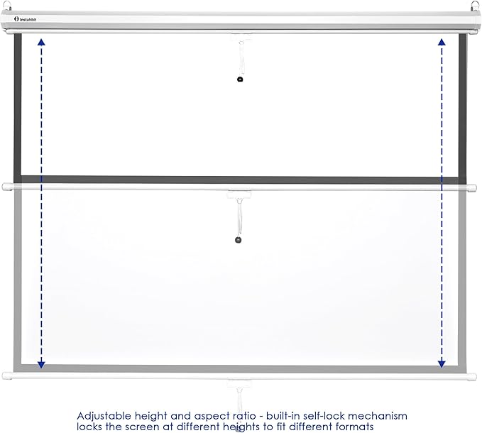 Instahibit 72" Projection Screen Pull Down 4:3 4K HD Manual Retractable Projector Screen with Auto-Locking Wall Mounted Home Theater Indoor Outdoor Movie Night 57" x 43" Matte White