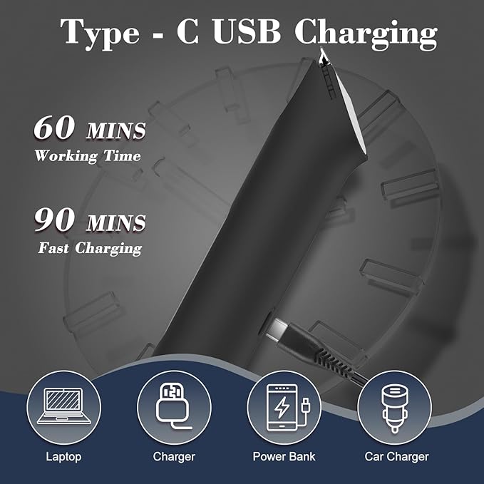 Hatteker 4 in 1 Multifunctional Dual - Head Body Hair Trimmer for Men, IPX7 Waterproof Groin & Body Hair Groomer, Rechargeable Body Electric Shaver Razor