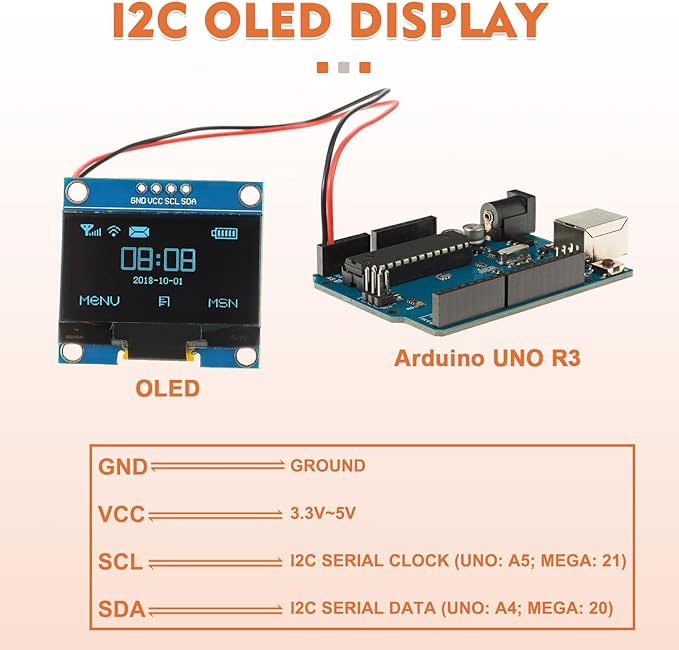 JAMHER 1.3 Inch I2C IIC OLED Display Module 128x64 Pixel Mini Self-Luminous Display Screen Board for Arduino Projects Raspberry Pi with Wire(5Pack Blue)