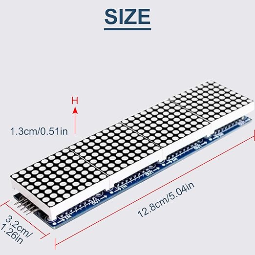 DAOKAI MAX7219 Dot Matrix Module 8 x 32 MCU Control Driver Board Green LED Common Cathode 4 in 1 Display Module with Dupont Cable for Arduino Microcontroller