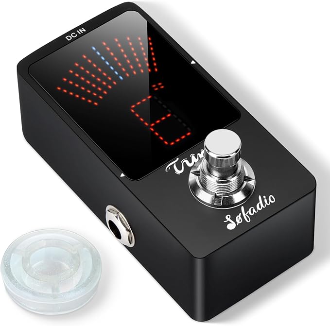 Sofadio Tuner Pedal, Chromatic Guitar Tuner Pedal with Pitch Indicator for Electric Guitar and Bass True Bypass (Power supply not included)