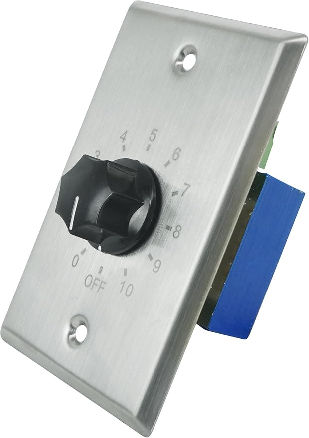 Rockville VOL70200 SS 200W 70V Wall Volume Control Zone Controller, Stainless Steel, Single-Gang, Euro-Block Connectors, Perfect for Commercial Audio Systems