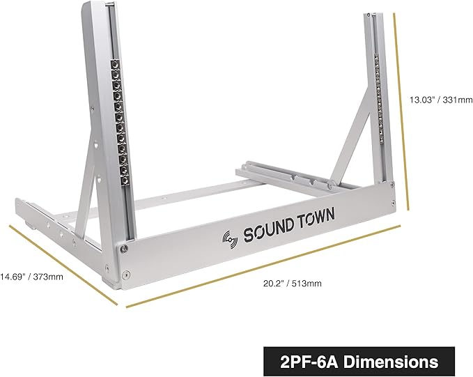 Sound Town 6U Aluminum 2-Post Desktop Open-Frame Rack, Angle Adjustable, for Audio/Video, Network Switches, Routers, Patch Panels (2PF-6A)