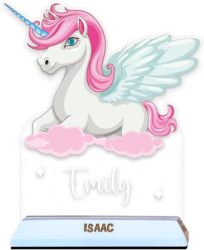 hun concept Personalized Unicorn Night Light for Kids – Custom Name LED Lamp, Cute Acrylic Unicorn Design, Baby Room & Nursery Decor, Magical Gift for Girls, Birthday Gifts