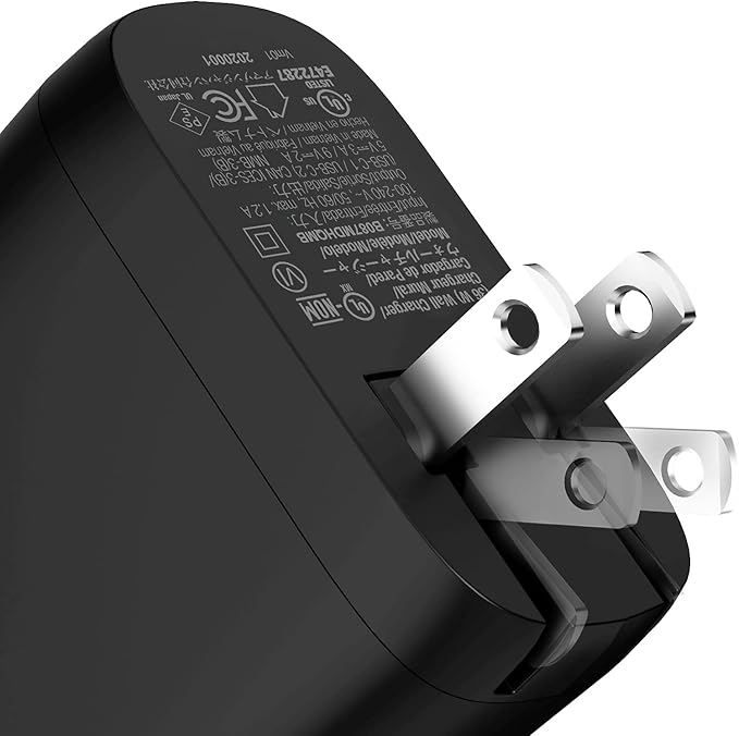 Amazon Basics 36W Two-Port USB-C Wall Charger (18W per Port) with Power Delivery PD for Tablets & Phones (iPhone 15/14/13/12/11/X, iPad, Samsung, and More), Non-PPS, 2.34 x 2.21 x 1.09 inches, Black