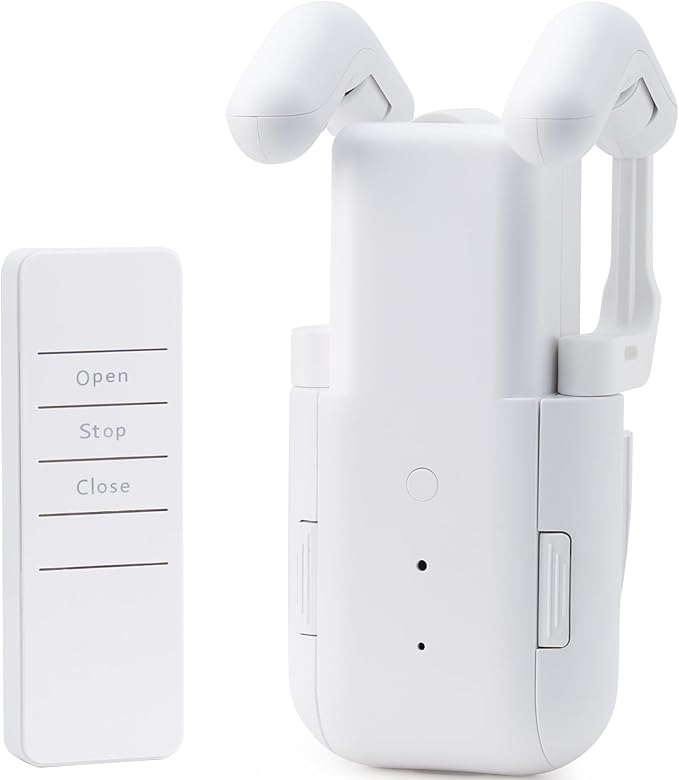 Takkicept Automatic Curtain Opener Electric: Smart Remote Control Closer｜Long-Lasting Battery/Type-C｜No Drill for 8-40mm Roman Rods/T-Tracks & U-Rails｜Quiet Motor Robot for Bedroom/living room