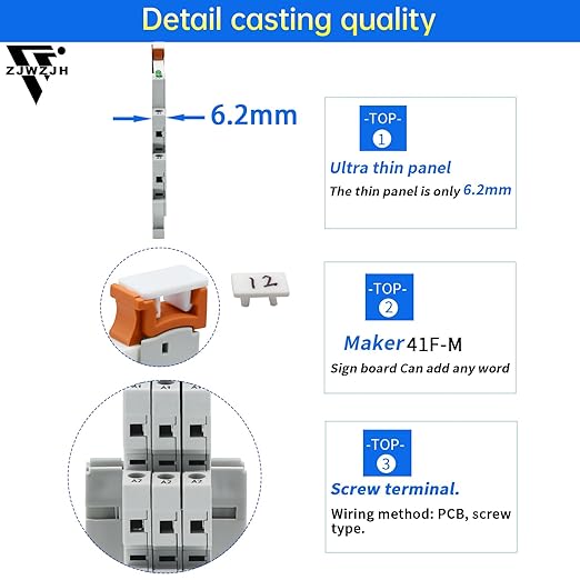 UL Listed 10Pcs Miniature Din Rail Relay 24V Black 24VDC ans 24VAC, 6Amp SPDT with LED Indicator, Socket Base, Jumper, Fixing Clip, Separator
