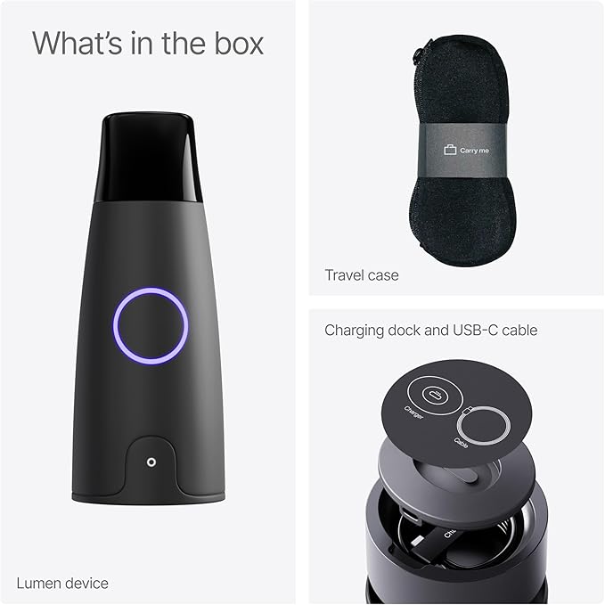 Lumen Metabolism Tracker Device - Measure Real-Time Fat & Carb Burn, Daily Nutrition, Meal Plans, Metabolic Health, Weight Loss, Athletic Fitness & Performance for Men & Women w/ 12 Month Subscription