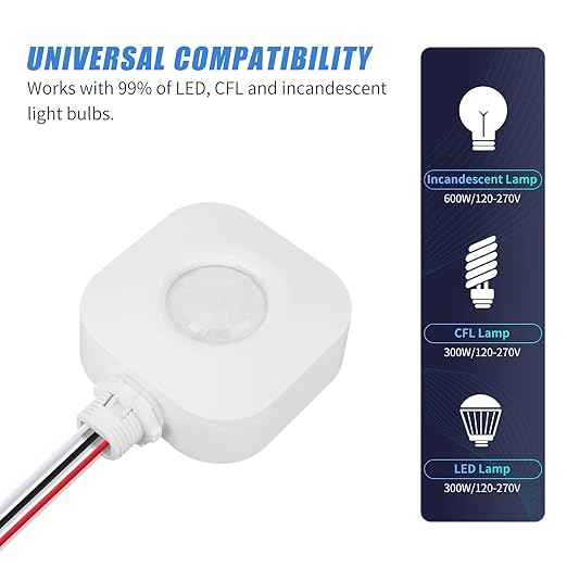 ECOELER Ceiling Occupancy Motion Sensor Switch, High Bay Fixture Mount 360° Ceiling Automatic Light Switch, 120/277VAC, UL, FCC Approved Passive Infrared Sensor, Neutral Wire Required, Pack of 5