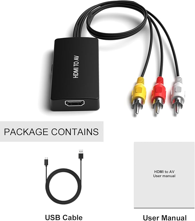 Dingsun HDMI to RCA Converter Adapter HDMI to Older TV Adapter for Apple TV, Roku, Fire Stick, DVD, Blu-ray Player ect.