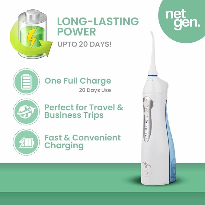 Cordless Water Dental Flosser for Teeth & Gums, Portable Electric Oral Irrigator with 3 Cleaning Modes, IPX7 Waterproof Rechargeable Water Flosser for Home, Travel & Daily Oral Care