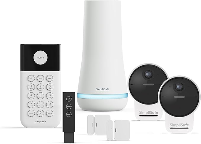 SimpliSafe 7 Piece Wireless Outdoor Camera Home Security System - Optional 24/7 Professional Monitoring - No Contract - Compatible with Alexa and Google Assistant
