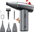 Metal Electric Compressed Air Duster, 300000RPM Brushless Motor with Stepless Speed, Rechargeable Cordless Mini Blower for Computer Keyboard Cleaning, Car Detailing, House and Outdoor Use(Grey)