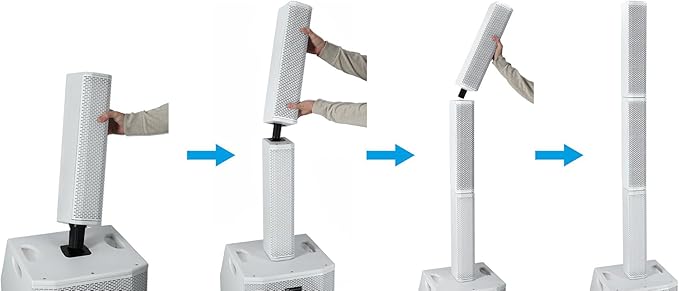 Rockville TITAN ARRAY SYSTEM White, 3200W Powered Column Array Speaker System, Dual 10” Subwoofers, (10) 3.5” Drivers, Bluetooth, Carry Bags Included, Perfect for DJs, Live Sound, and Events