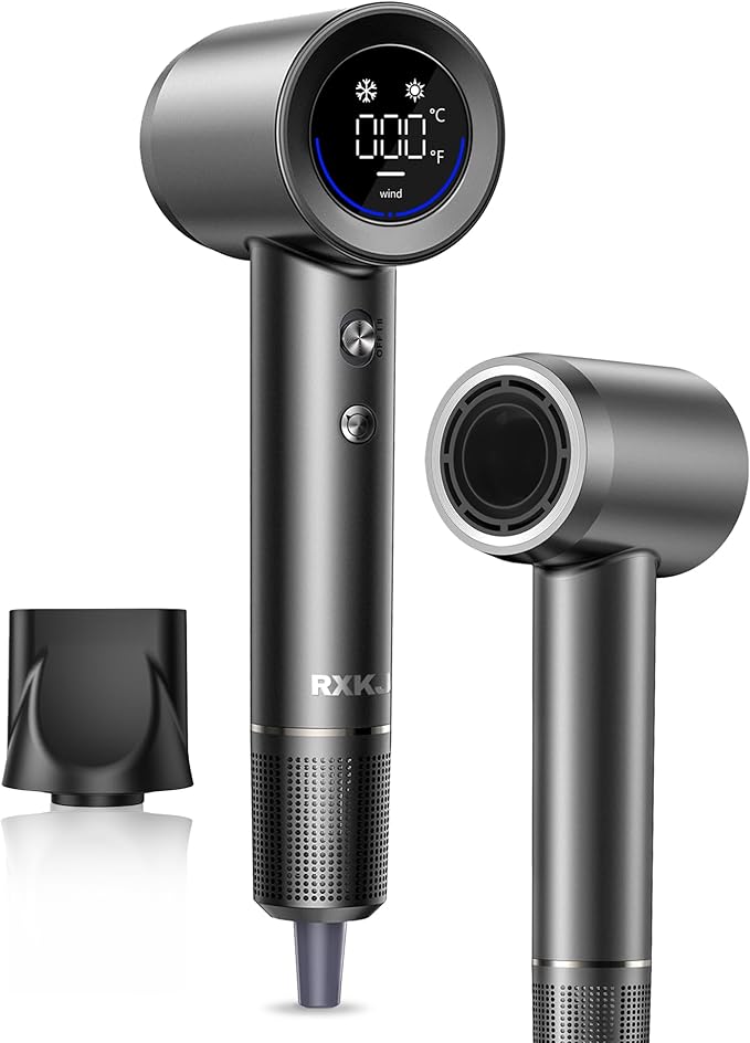 Hair Dryer, 15000RPM High Speed Ionic Hair Dryer for Fast Drying, Professional Lightweight with Magnetic Nozzle, 5 Temperatures and 2 Speeds, Low Noise, Suitable for Travel and Home Use