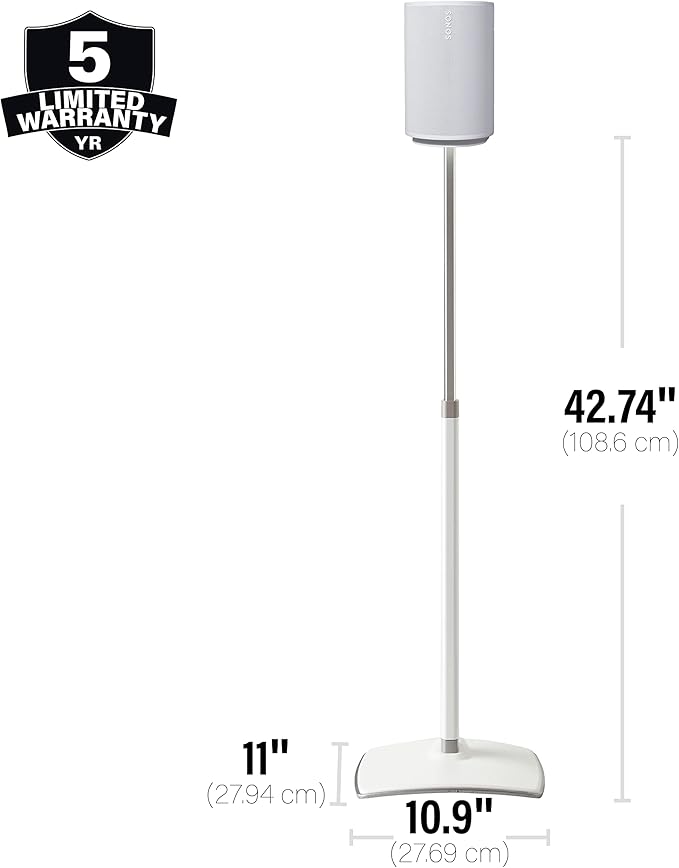 Sanus Height-Adjustable Speaker Stand for Sonos Era 100™ (White) - WSSE1A1-W2